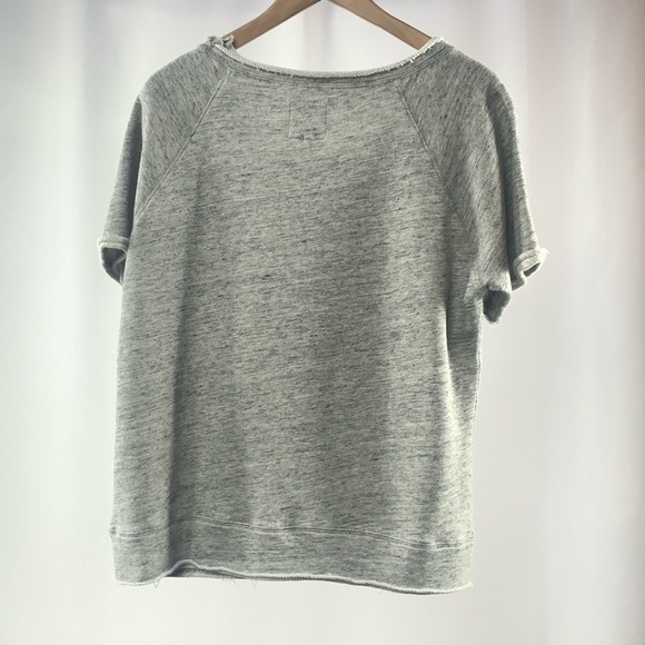 NWT Chaser Linen French Terry Short Sleeve Raw Edge Raglan Pullover in Grey M - Picture 7 of 9